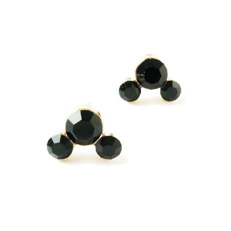 両耳用(2点セット）ミッキー モチーフ Black キラキラ クリア  スタッドピアス メンズ レディース  ユニセックス アクセサリー：PSS181004