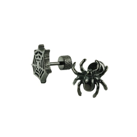 両耳用（2点セット）蜘蛛 蜘蛛の巣 16G ステンレスピアス Surgical Steel 316L 軟骨 ボディピアス メンズ レディース ユニセックス アクセサリー：MPS180104