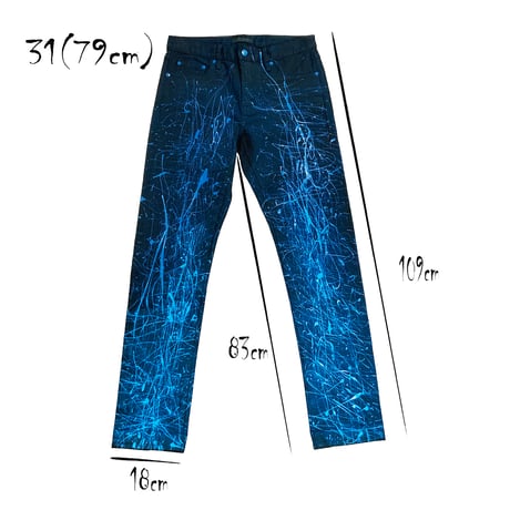 リメイクペイントデニムパンツ デニムパンツ UNIQLO ストレッチセルビッジジーンズ ブラック デニム メンズ ファッション ATK21:RP201001