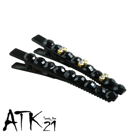 ブラック ゴールド シンプル 上品  ヘアクリップ ダッカールクリップ 髪留め レディース きれい目 ヘアアクセサリー