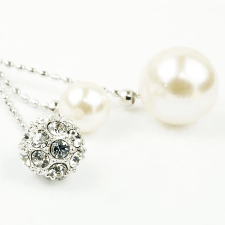 SWAROVSKI スワロフスキー パヴェボール パール ネックレス スイング 大人可愛い レディース アクセサリー✧ラッピング無料BOX付✧：NSP140801