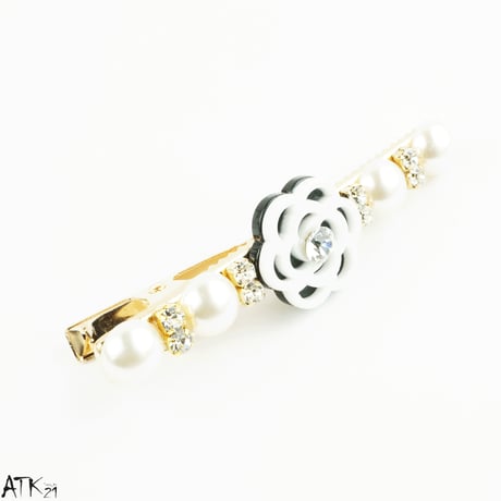 カメリア  パール ビジュー ヘアピン ヘアクリップ ダッカール くちばしクリップ 簡単ヘアアレンジ レディース ヘアアクセサリー：HD171002
