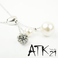 SWAROVSKI スワロフスキー パヴェボール パール ネックレス スイング 大人可愛い レディース アクセサリー✧ラッピング無料BOX付✧：NSP140801