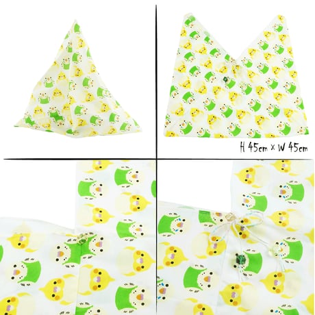 ひよこ 鳥モチーフ あずま袋 手ぬぐい 手作り ハンドメイド エコバック お弁当袋 ちょこっとお出かけ ご近所コーデ 浴衣 レディース おしゃれ 雑貨：AB200712