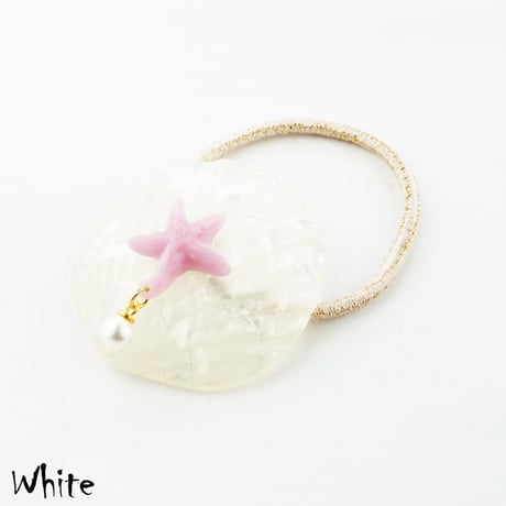 シェル 貝殻 スターフィッシュ シースター パール ヘアゴム ヘアポニー レディース ヘアアクセサリー：HG170301