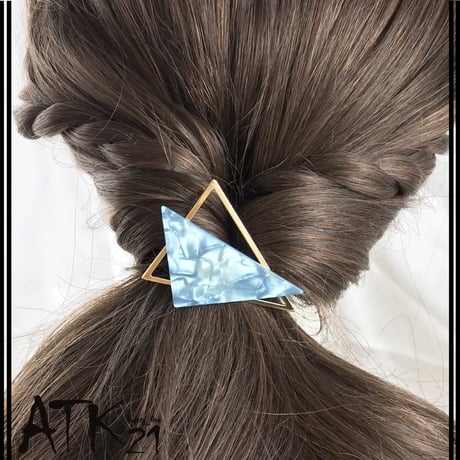 ゴールドフレーム トライアングル 涼しげ ヘアフック ヘアカフス ポニーフック ヘアクリップ レディース ヘアアクセサリー：HF190301