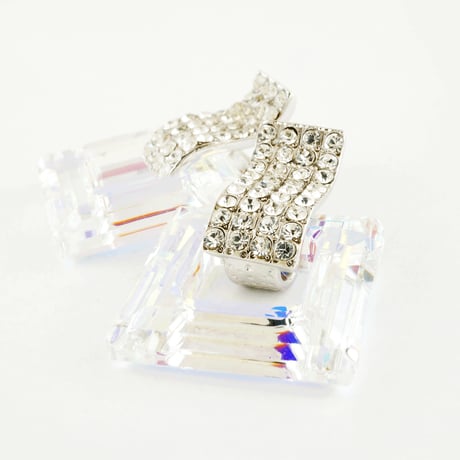 オープン スクエア SWAROVSKI スワロフスキー ピアス オーロラ 豪華 ゴージャス 大人コーデ レディース アクセサリー◇ラッピング無料BOX付◇：PSW1307001