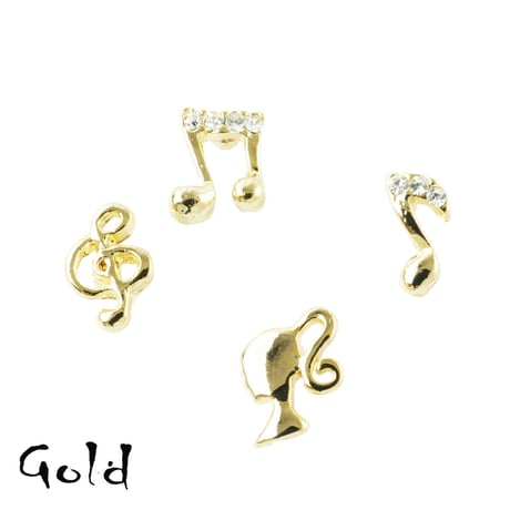 (4点セット）It's a Girl Barbie Music symbol バービー 人形 ドール 音楽 音符 トーン記号 ピアス スタッドピアス レディース アクセサリー：PSS180901