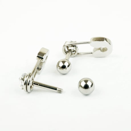 両耳用（2個セット） 安全ピン  ボディピアス 軟骨ピアス バーベルピアス ユニセックス ステンレス Surgical Steel316L ：MP160802