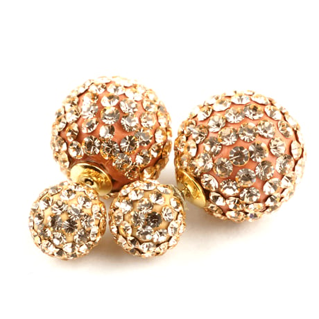 パヴェボールバックキャッチピアス/キラキラカラーボールピアス/スワロフスキーボールピアス