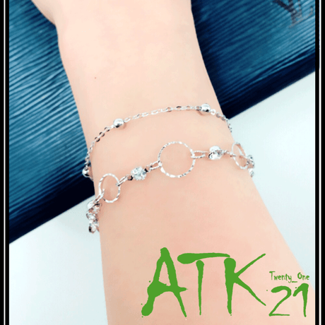 サークル ストーン ボールチェーン ２ライン ブレスレット ２連 チェーン おしゃれ レディース アクセサリー：BR160802