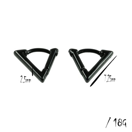 両耳用（2点セット）シンプル トライアングル 三角形 フープピアス リングピアス ブラック シルバー 18G  メンズ レディース ユニセックス アクセサリー：PHB180703 S