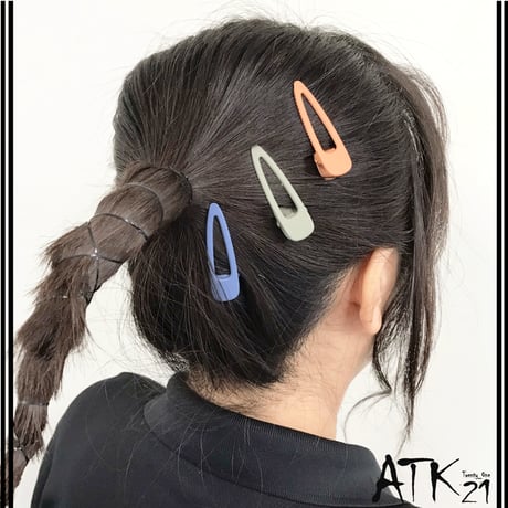 オープン トライアングル マットカラー クリップピン ダッカール シンプル 無地 前髪 艶消し レディース ヘアアクセサリー：HD190305
