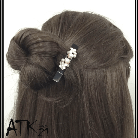 パール ビジュー フラワー ヘアクリップ フォーククリップ 髪留め 前髪 サイド留め 簡単ヘアアレンジ レディース ヘアアクセサリー：HD181001