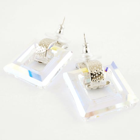 オープン スクエア SWAROVSKI スワロフスキー ピアス オーロラ 豪華 ゴージャス 大人コーデ レディース アクセサリー◇ラッピング無料BOX付◇：PSW1307001