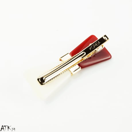 リボン バイカラー ゴールドプレート ヘアピン ヘアクリップ ダッカールクリップ 簡単ヘアアレンジ レディース ヘアアクセサリー：HD170801