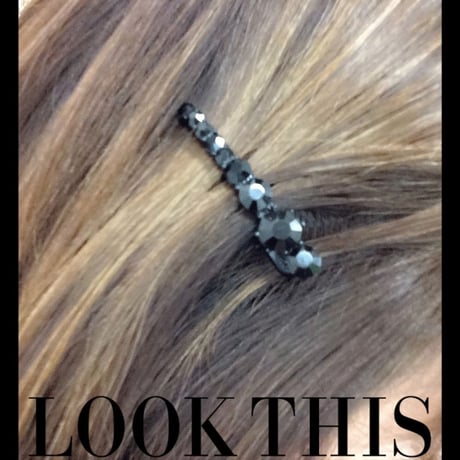 ブラックラインストーン シンプル ミニヘアクリップ ビジュー 大人コーデ レディース ヘアアクセサリー：HD160303