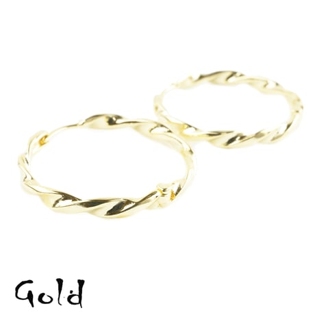 両耳用（2点セット）ツイスト フープピアス リングピアス シンプル メンズ レディース ユニセックス アクセサリー：HPB180613