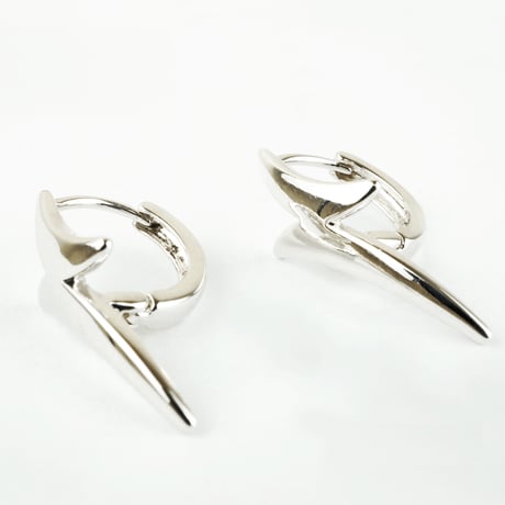 両耳用（2個セット） イナズマ サンダーモチーフ フープ リング ピアス シンプル メンズ レディース シルバー おしゃれ アクセサリー：MPB160203