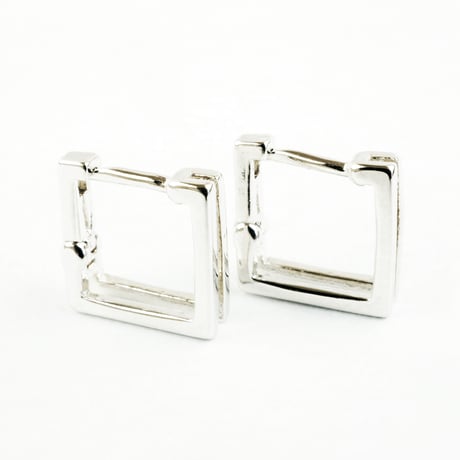両耳用（2個セット） スクエア  2ライン フープ リング ミニ プチ ピアス メンズ レディース ユニセックス アクセサリー：MPB160801