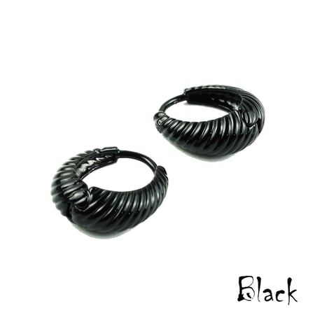 両耳用（L／2点セット）シンプル ツイスト フープピアス リングピアス ブラック シルバー ゴールド レディース アクセサリー：PHB180802L