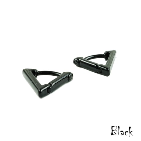 両耳用（2点セット）シンプル トライアングル 三角形 フープピアス リングピアス ブラック シルバー 18G  メンズ レディース ユニセックス アクセサリー：PHB180703 S