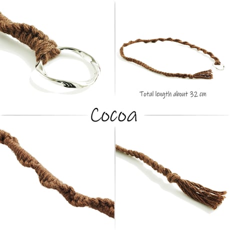 シルバーラウンドチャーム付き ワンカラー ハンドメイド ミサンガ Missanga アンクレット お守り コットンコードアンクレット メンズ レディース ユニセックス アクセサリー