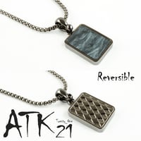 スクエア マーブル ブラック ハーリキンチェック リバーシブル 2way シンプル ネックレス メンズ レディース ユニセックス アクセサリー：MNB160802