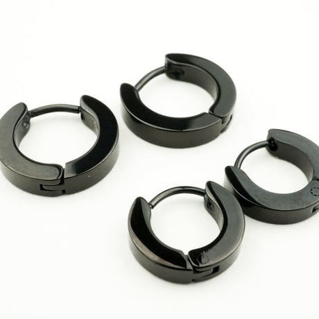 両耳用（2個セット） シンプル ミニフープピアス ミニリングピアス ブラックカラー ステンレスピアス メンズ レディース アクセ