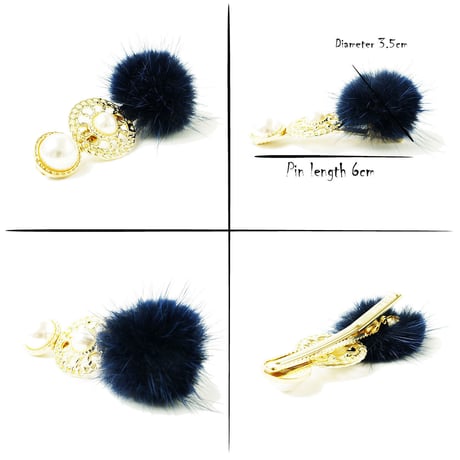ファー アンティーク ゴールド 透かし サークル パール  かわいい 髪留め 前髪 ダッカール ヘアクリップ 簡単ヘアアレンジ レディース ヘアアクセサリー：HD180901