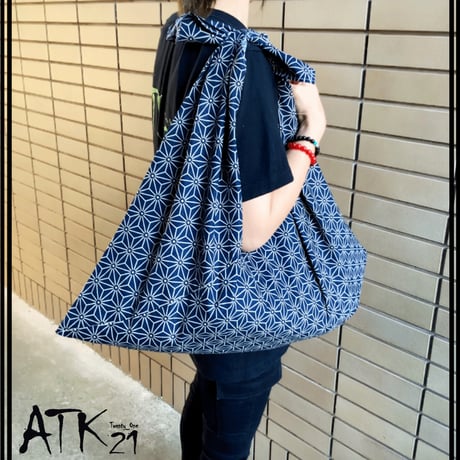 和柄 大判サイズ あずま袋 手ぬぐい 手作り ハンドメイド エコバック 買い物袋  お出かけ ご近所コーデ メンズ レディース ユニセックス おしゃれ 雑貨：AB200805