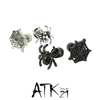 両耳用（2点セット）蜘蛛 蜘蛛の巣 16G ステンレスピアス Surgical Steel 316L 軟骨 ボディピアス メンズ レディース ユニセックス アクセサリー：MPS180104