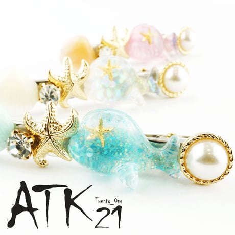 海モチーフ ヘアクリップ フィッシュ スターフィッシュ ヒトデ  シェル 貝殻 パール ビジュー ダッカール レディース ヘアアクセサリー：HD170205