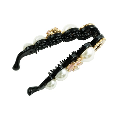 オープンサークル ラインストーン パール カメリア バナナクリップ ヘアクリップ レディース 簡単ヘアアレンジ ヘアアクセサリー：BNN180801