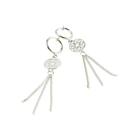 両耳用（2点セット）エスニック 夏アクセ チェーンフリンジ フープ フェイクピアス ノンホール パイプイヤリング メンズ レディース ユニセックス アクセサリー：FP190703