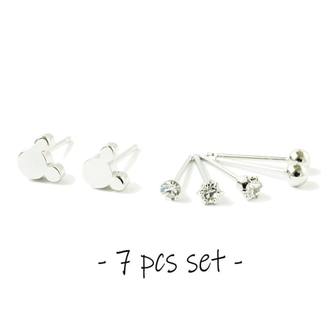 (7点セット）ミッキー モチーフ スタッドピアス セットピアス メンズ レディース  ユニセックス アクセサリー