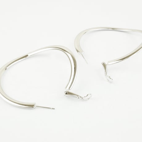 変形 サークル シンプル フープ リング ピアス シルバー レディース アクセサリー：PL160603