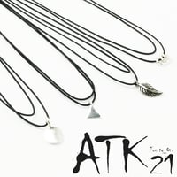 2連 ２ライン サークル リーフ トライアングル コットン チョーカー ネックレス ブラック レディース アクセサリー ：NC170201