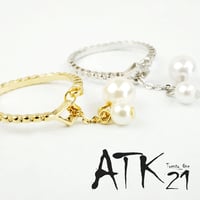 パール チェーンチャーム リング 指輪 フリーサイズ レディース アクセサリー おしゃれ 人気：R160601P