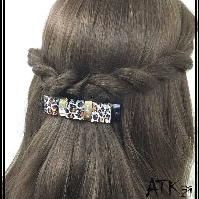 ゼブラ レオパード バレッタ 辛口テイスト 大人アクセ ヘアクリップ 髪