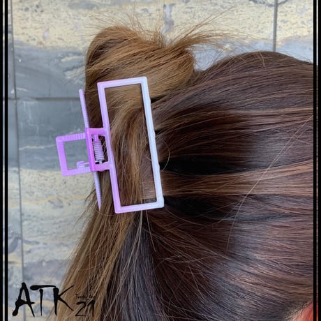 グラデーション スクエア 長方形 バンスクリップ シンプル ヘアクリップ 髪留め 簡単ヘアアレンジ レディース ヘアアクセサリー