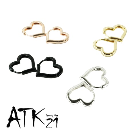 両耳用（2点セット）ハート Heart モチーフピアス フープピアス 可愛い 人気 おしゃれ 大人アクセ メンズ レディース ユニセックス アクセサリー：HPB190701