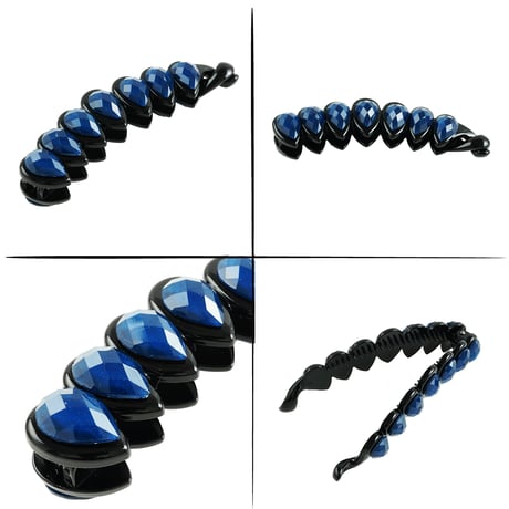 ラメ入り ティアドロップ ダイヤモンドカット 涙型 バナナクリップ シンプル 上品 髪留めヘアクリップ レディース 簡単ヘアアレンジ ヘアアクセサリー：BNN181202