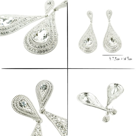 （2点セット）ブライダル スワロフスキー ウエディング ネックレス ピアス 2点セット 結婚式 花嫁 パーティー 披露宴 二次会  ブライダルジュエリー ウェディングアクセサリー ：NPS190802