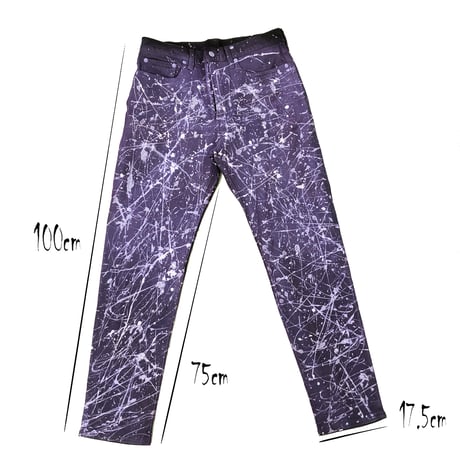 リメイクペイントデニムパンツ デニムパンツ GU ストレッチスリムジーンズ ブラック デニム メンズ ファッション ATK21：RP201002