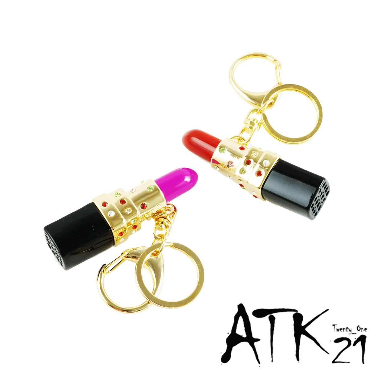 ルージュモチーフ キーリング リップ 口紅 チャーム ラインストーン