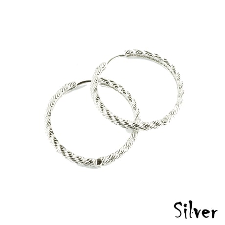 両耳用（Lサイズ2点セット）ツイスト フープピアス シンプル シルバー ゴールド レディース アクセサリー：HPB171203L