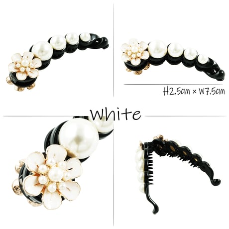 お花 パール フラワー 小さめ バナナクリップ ヘアクリップ レディース 簡単ヘアアレンジ ヘアアクセサリー