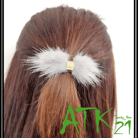 ファー リボン ゴールド プレート ヘアクリップ おしゃれ 人気 レディース ヘアアクセサリー：HD161002