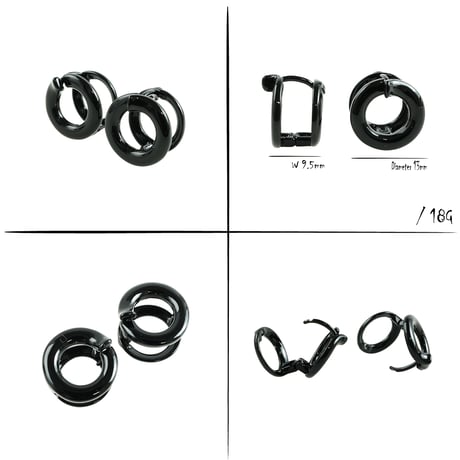 両耳用（2点セット）ダブル オープンサークル フープピアス ブラック シルバー ゴールド 上品 シンプル おしゃれ 大人アクセ メンズ レディース ユニセックス アクセサリー：HPB180805